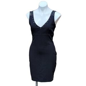 Zara Trafaluc black studded sleeveless sexy bodycon holiday dress size L